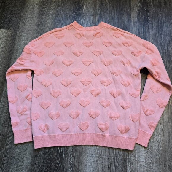 Xhilaration Sweater Womens Small Pink Hearts Embossed Textured Love Valentine - Picture 9 of 9